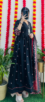 Beautiful Cotton Anarkali Kurta Pant and Dupatta Set - Dolled Up