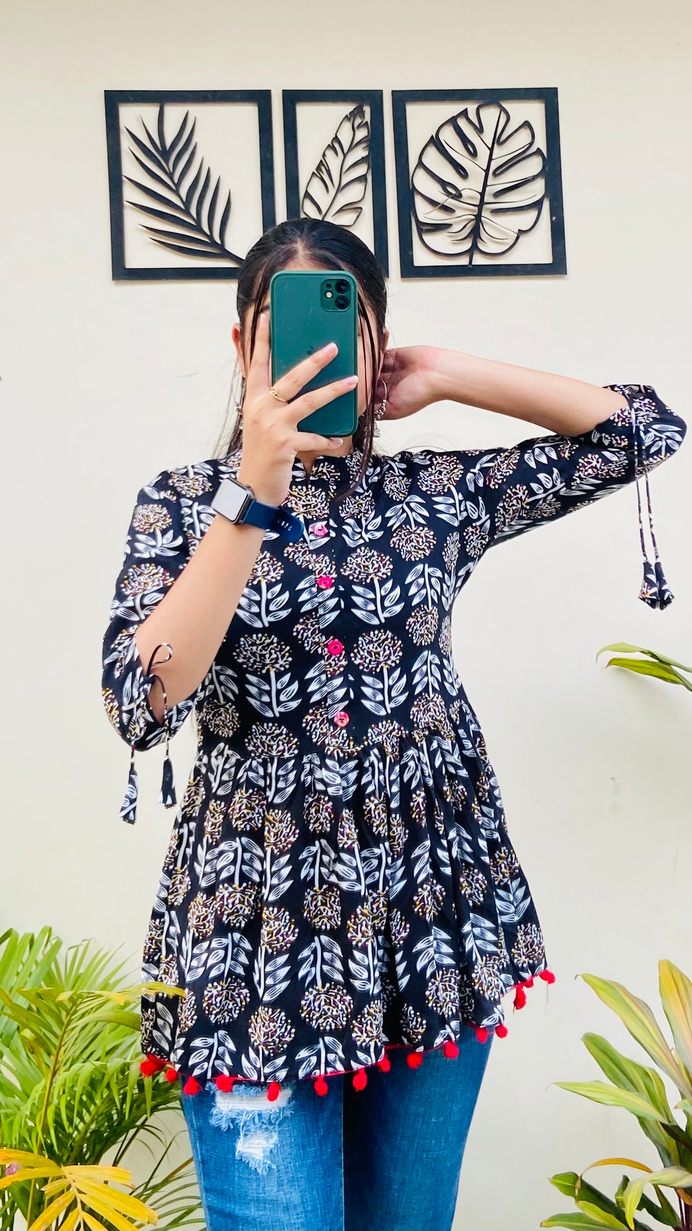 Black Rayon Short Top