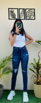High Waisted Whisker Ripped Skinny Fit Stretchable Denim - Dolled Up