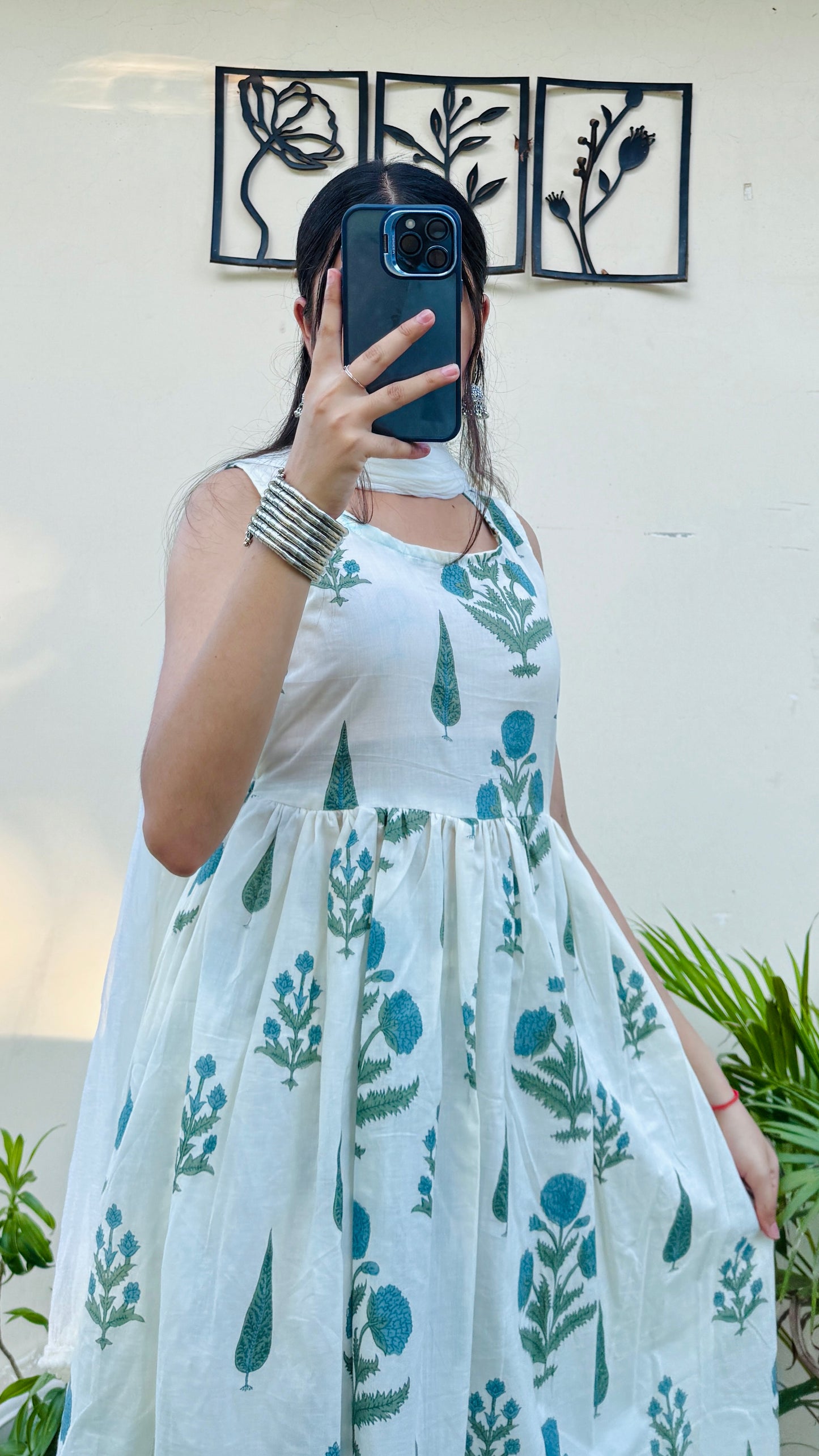 Beautiful Cotton Sleeveless Anarkali Suit Set