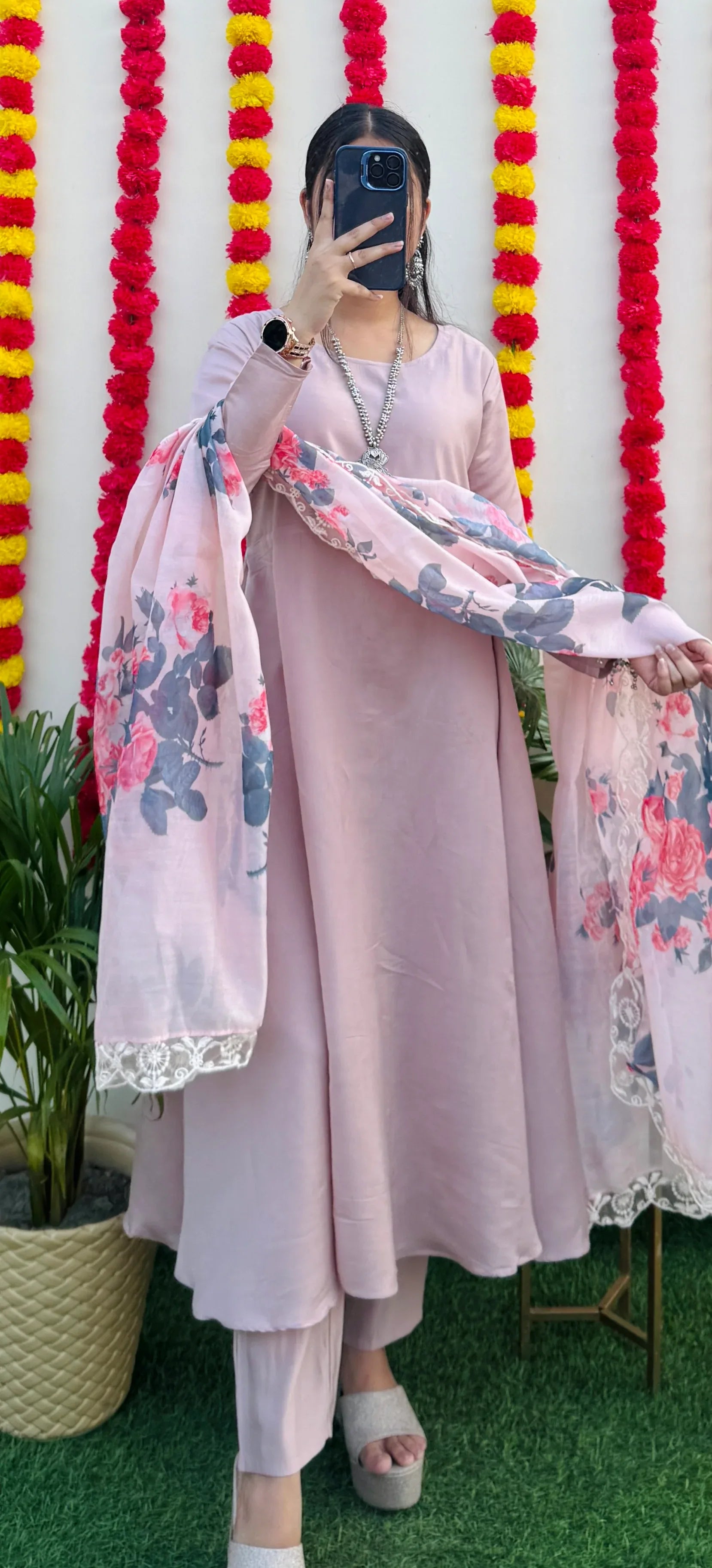 Beautiful Silk Anarkali Kurta Pant with Dupatta - Dolled Up