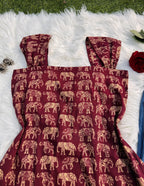 Beautiful Elephant Print Corset Back Sleeveless Kurti - Dolled Up