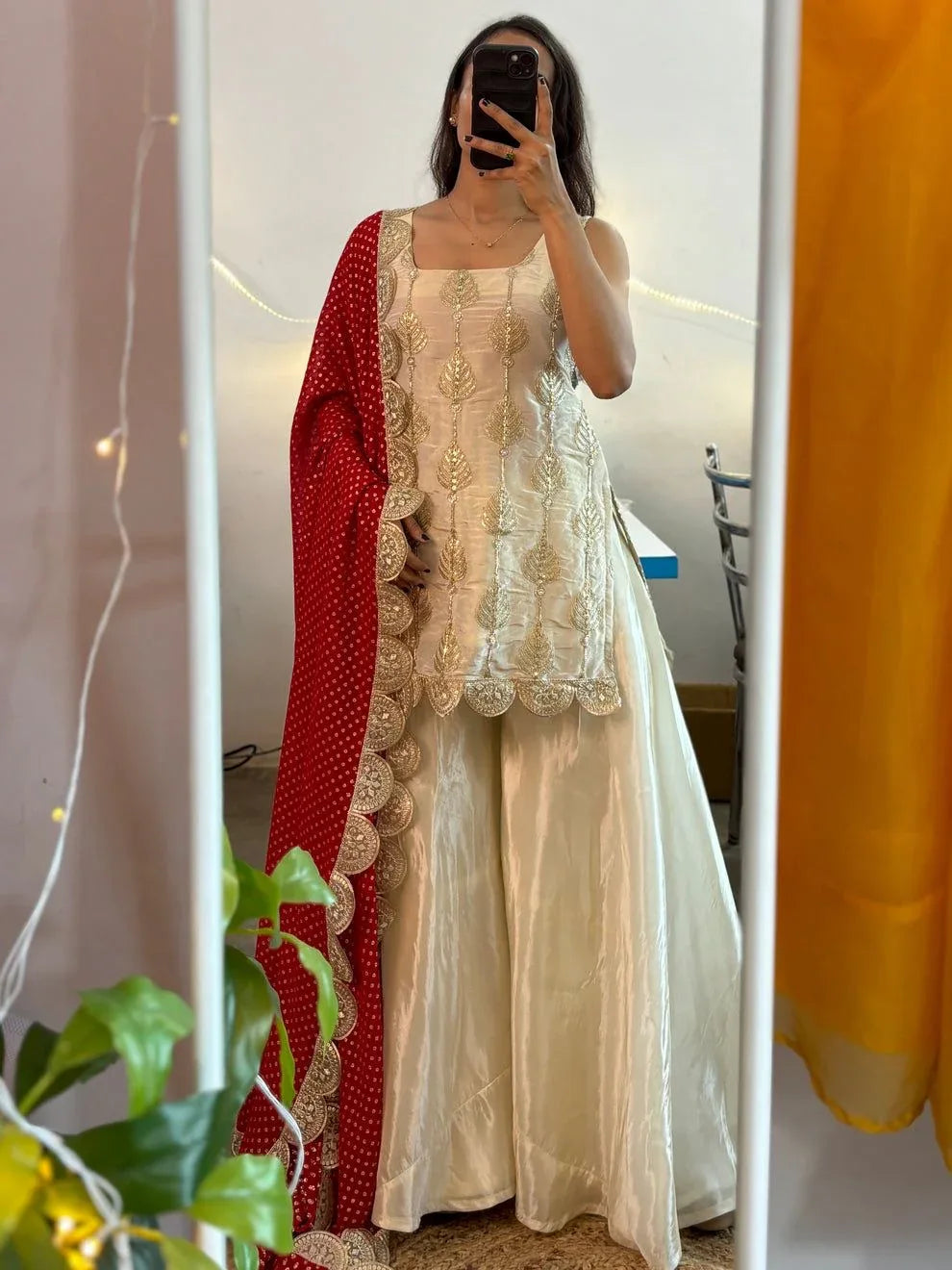 Embroidery Thread And Sequence Work Sharara Set - Dolled Up