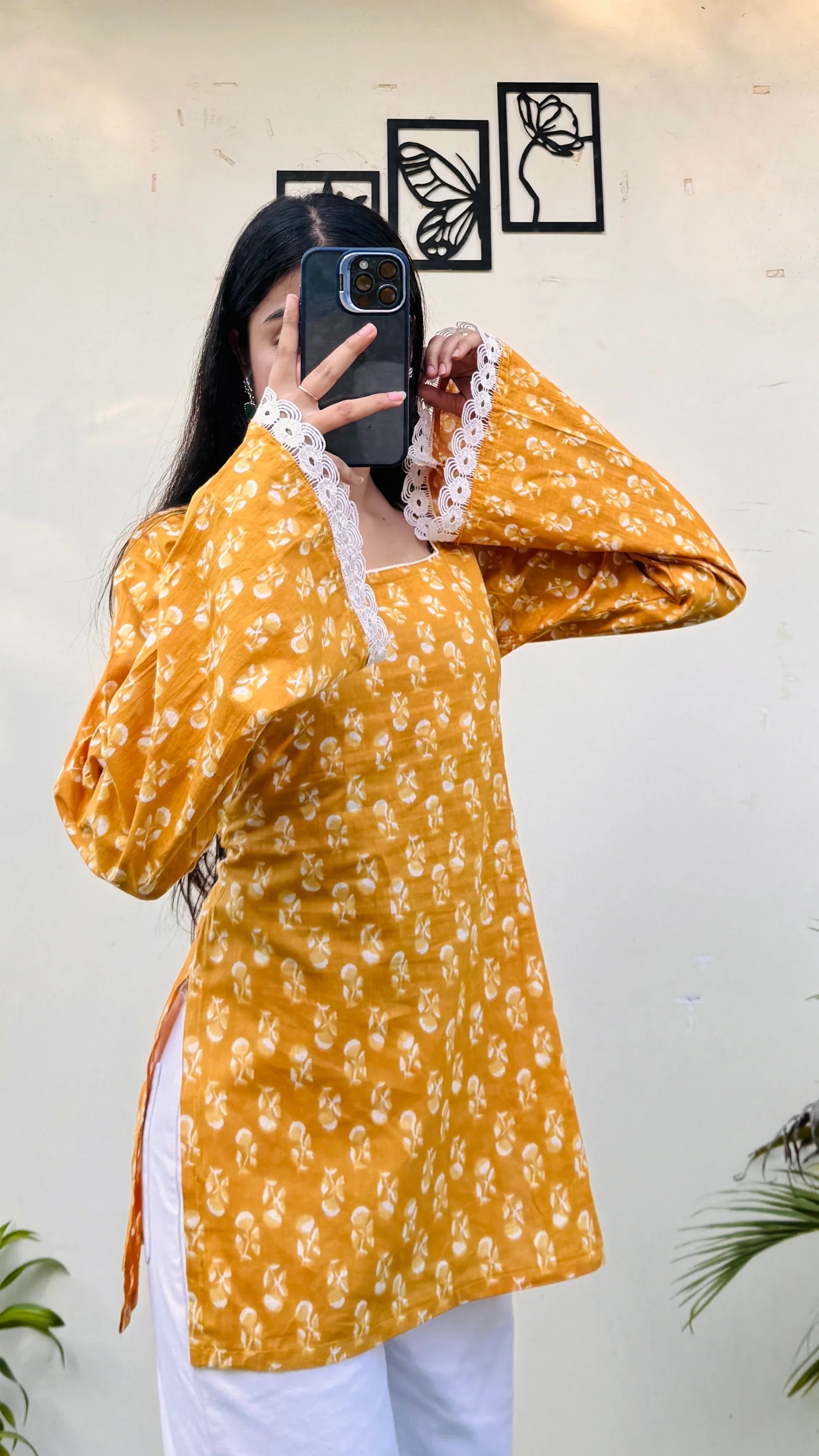 Cotton Square Neck Corset Back Short Kurti - Dolled Up