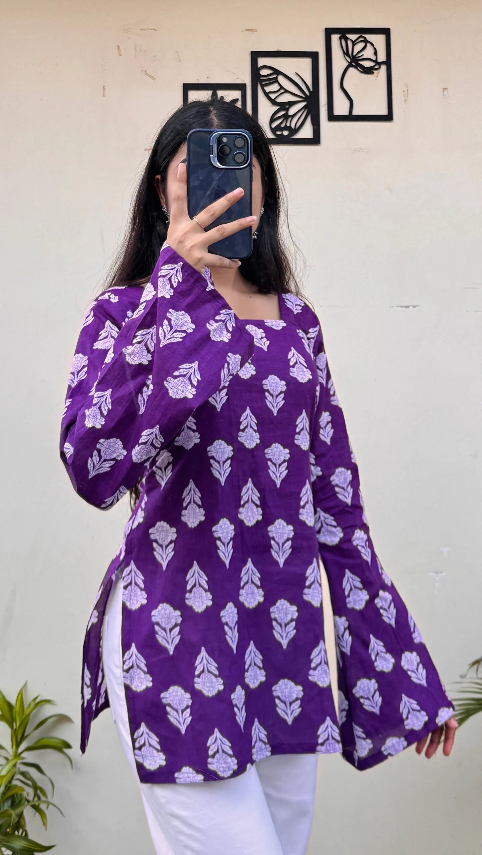 Cotton Square Neck Corset Back Short Kurti - Dolled Up