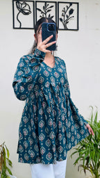 Cotton Flared Aliacut Floral Print Peplum Top - Dolled Up