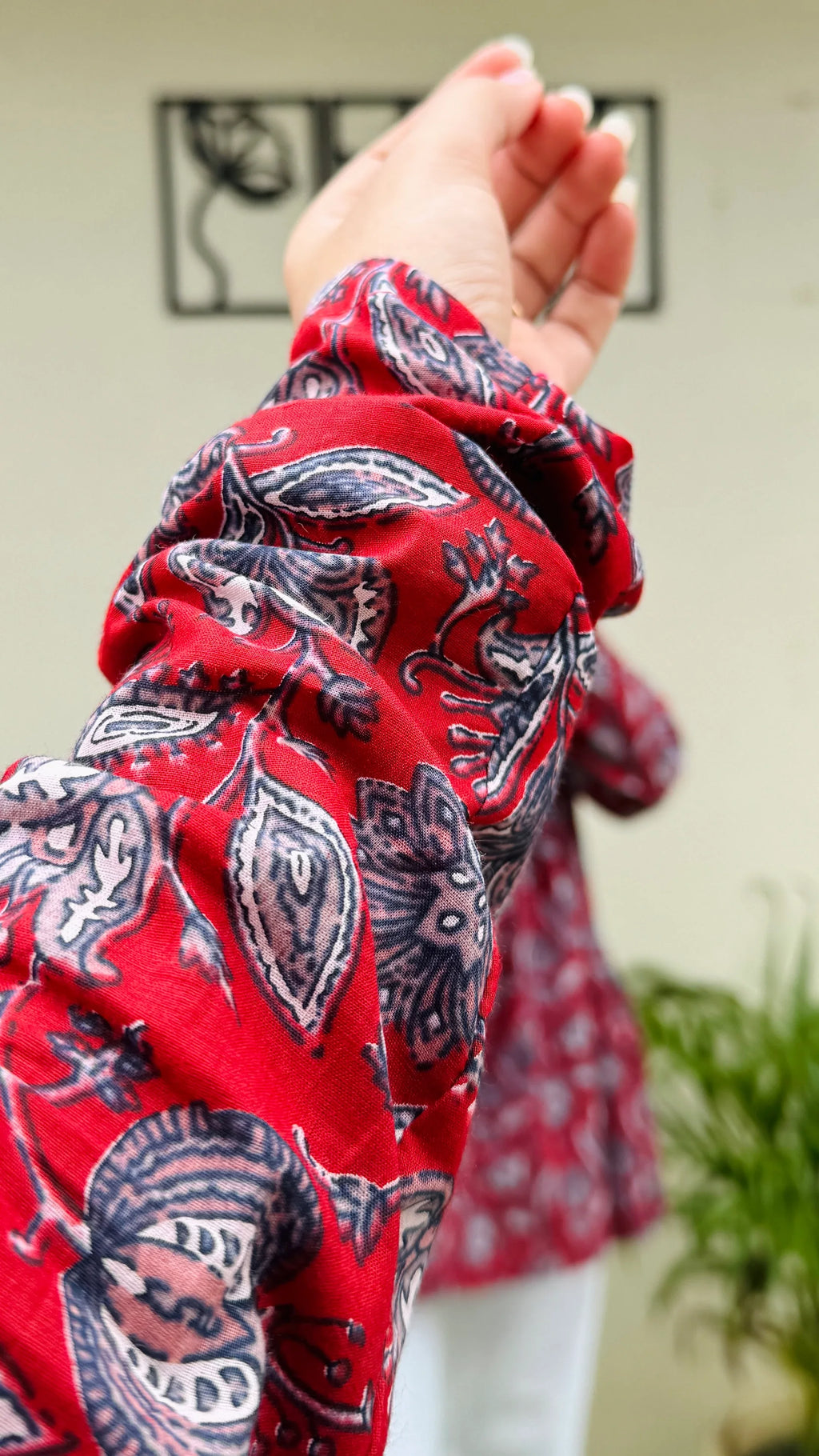 Cotton Flared Red Aliacut Floral Print Peplum Top - Dolled Up