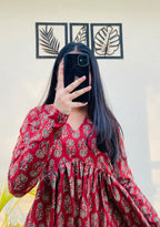 Cotton Flared Floral Print Aliacut Peplum Top - Dolled Up