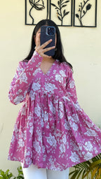 Cotton Flared Floral Print Aliacut Peplum Top - Dolled Up