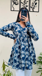 Cotton Flared Floral Print Aliacut Peplum Top - Dolled Up