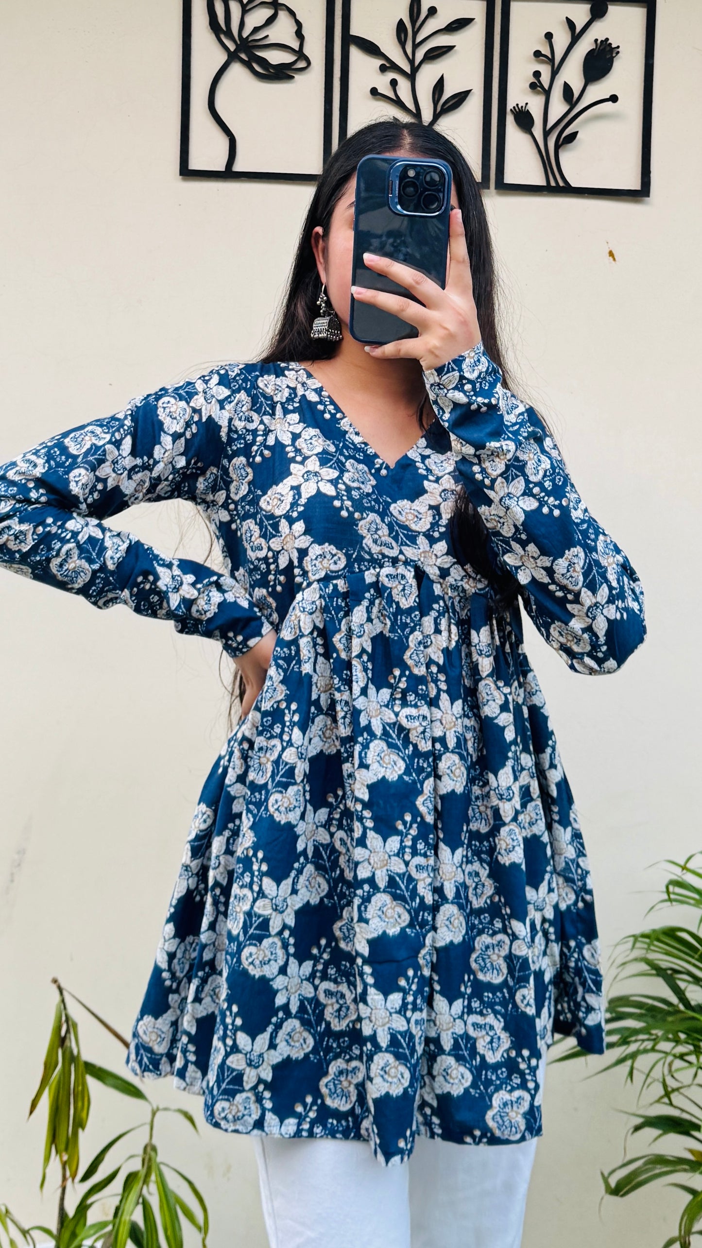 Cotton Flared Floral Print Aliacut Peplum Top