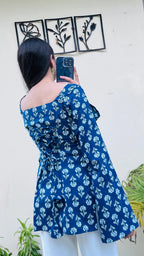 Cotton Square Neck Corset Back Short Kurti - Dolled Up