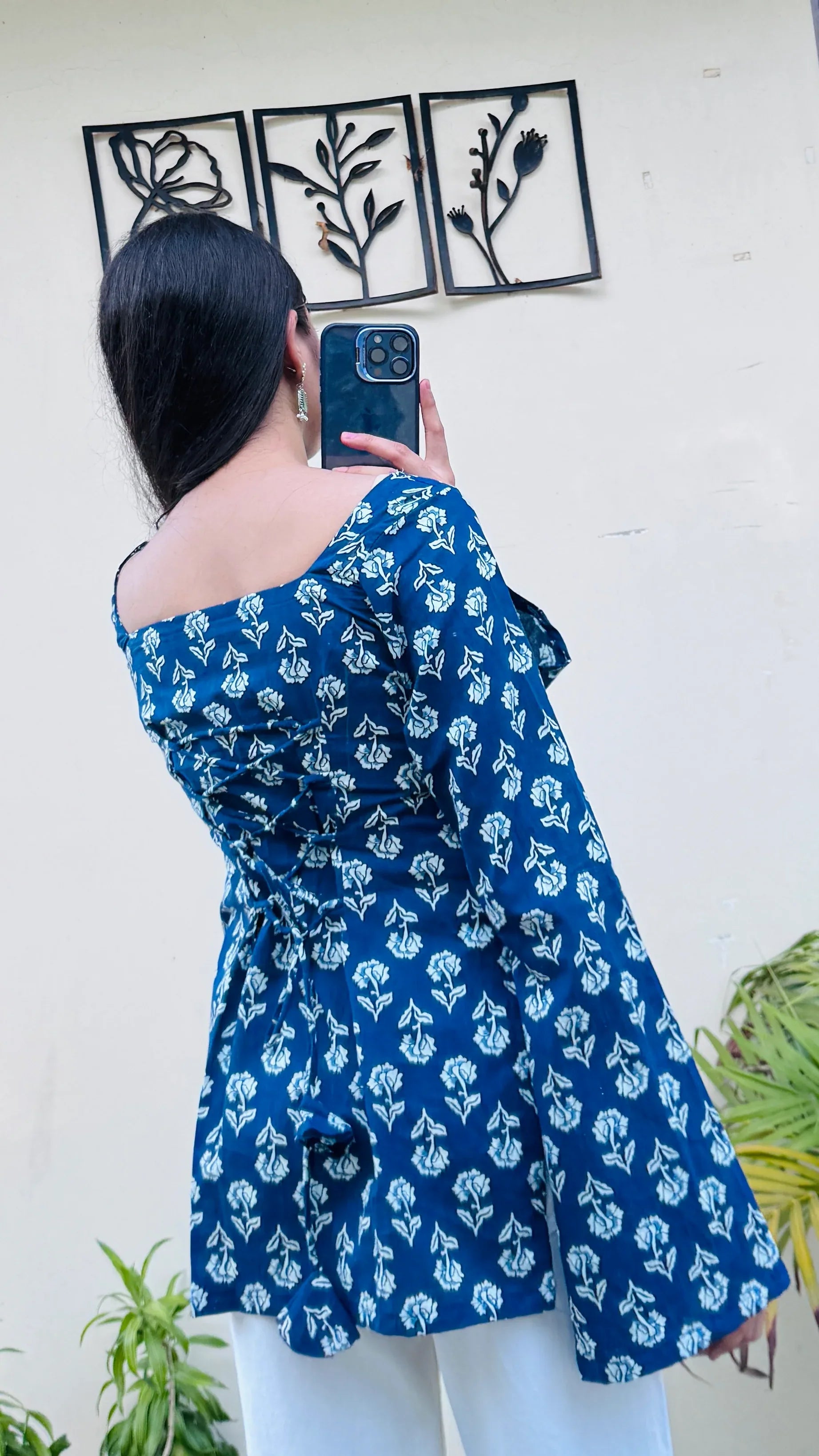 Cotton Square Neck Corset Back Short Kurti - Dolled Up