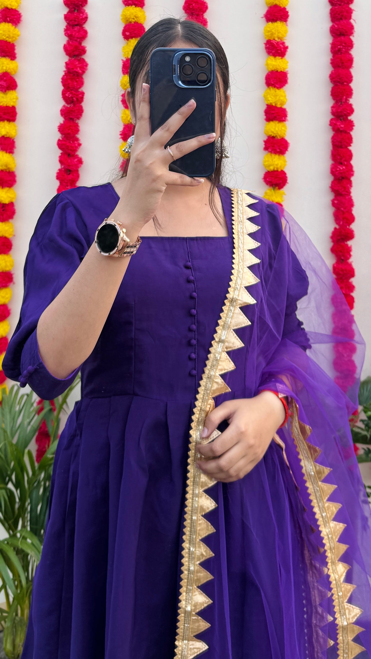 Beautiful Anarkali Kurta Pant Dupatta Set