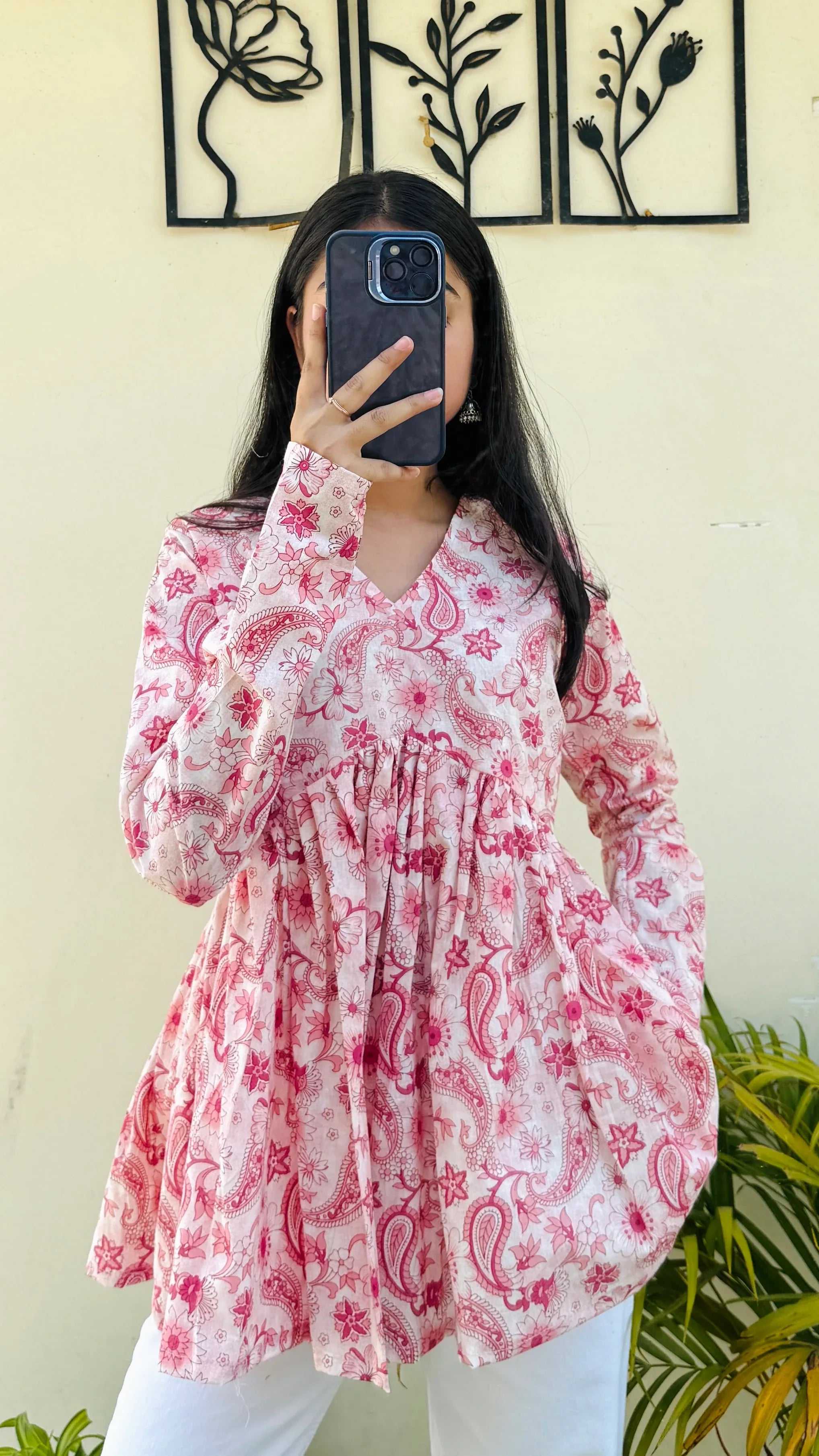 Cotton Flared Floral Printed Aliacut Peplum Top - Dolled Up