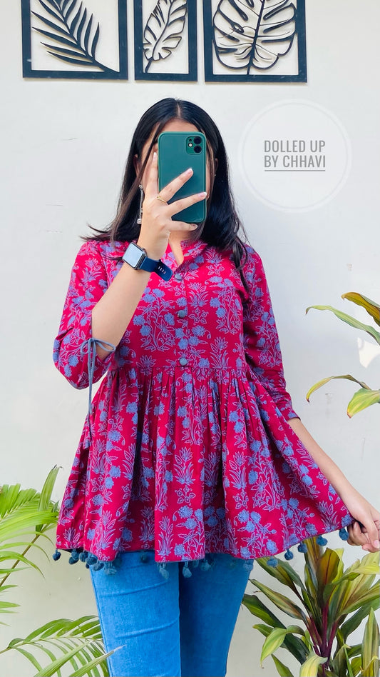 Maroon Rayon Short Top