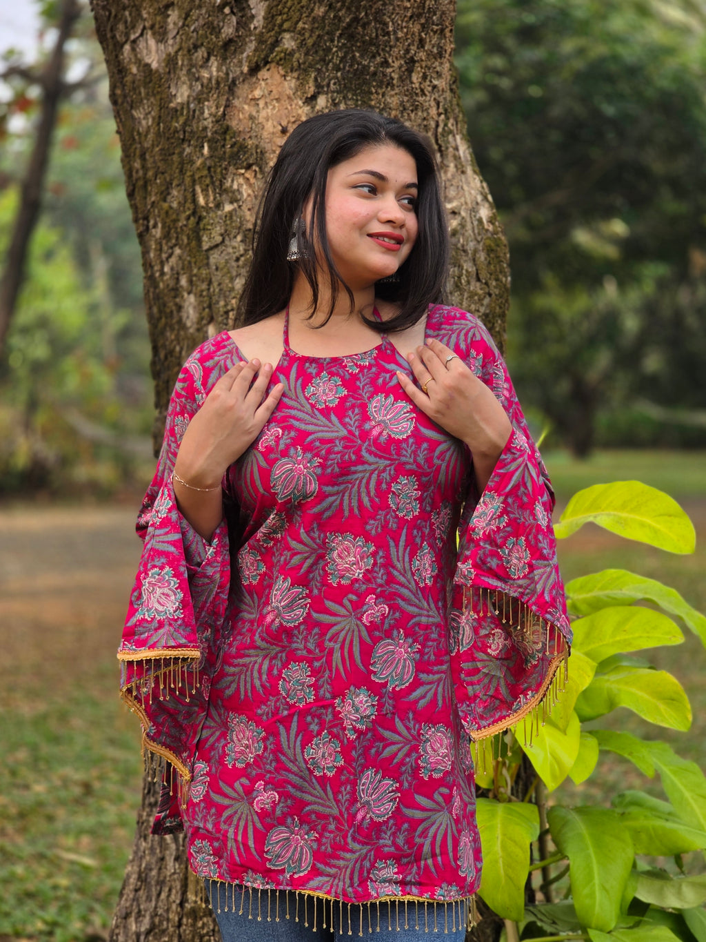Beautiful Dark Pink Tie up Corset Back Kurti