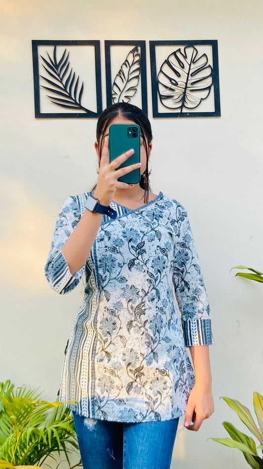 Grey Cotton Short Kurti