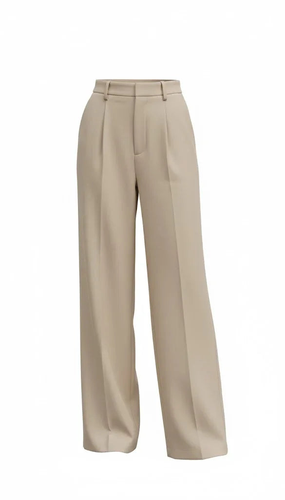 High Waisted Korean Wide Leg Trouser - Dolled Up
