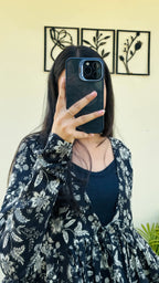 Cotton Flared Black Shrug Kurti - Dolled Up