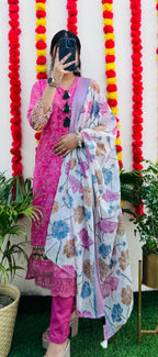 Beautiful Cotton Kurta Pant with Dupatta Set - Dolled Up