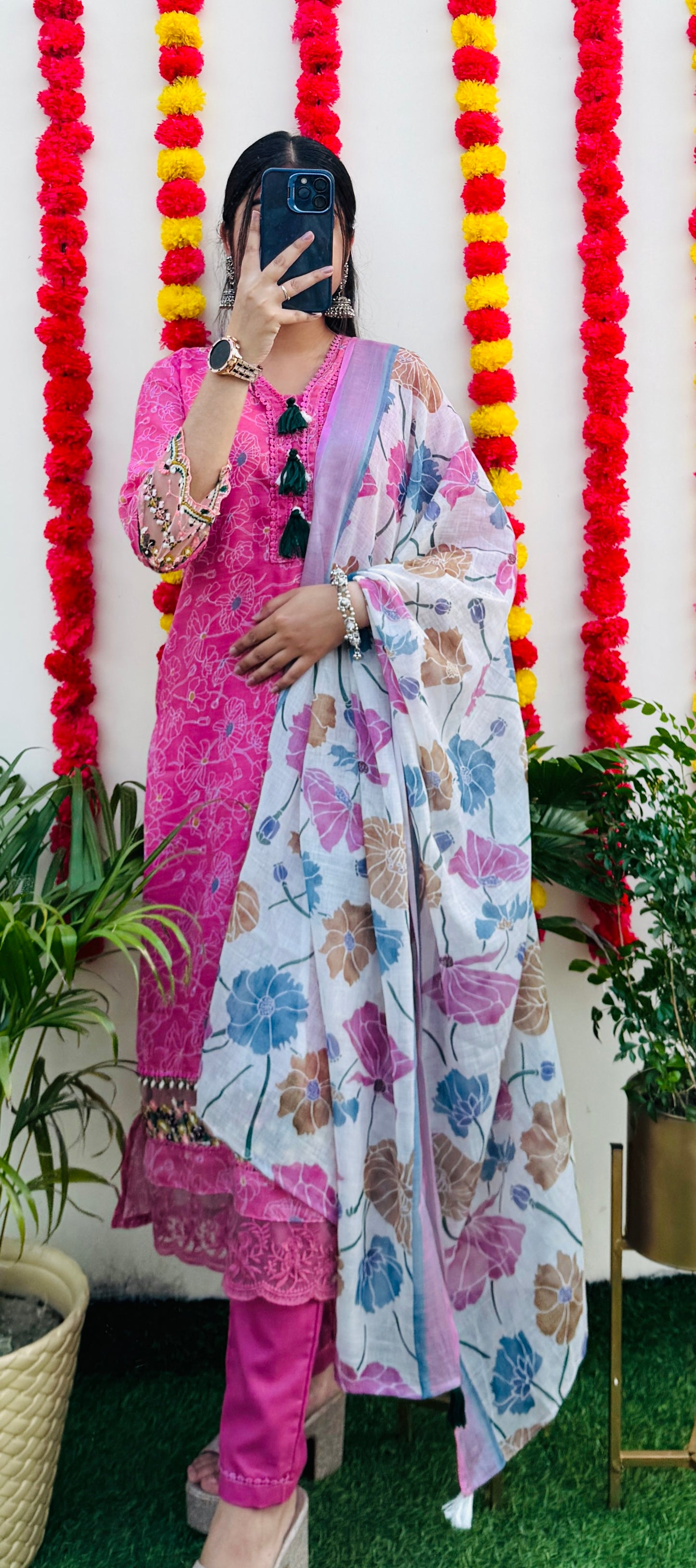 Beautiful Cotton Kurta Pant with Dupatta Set