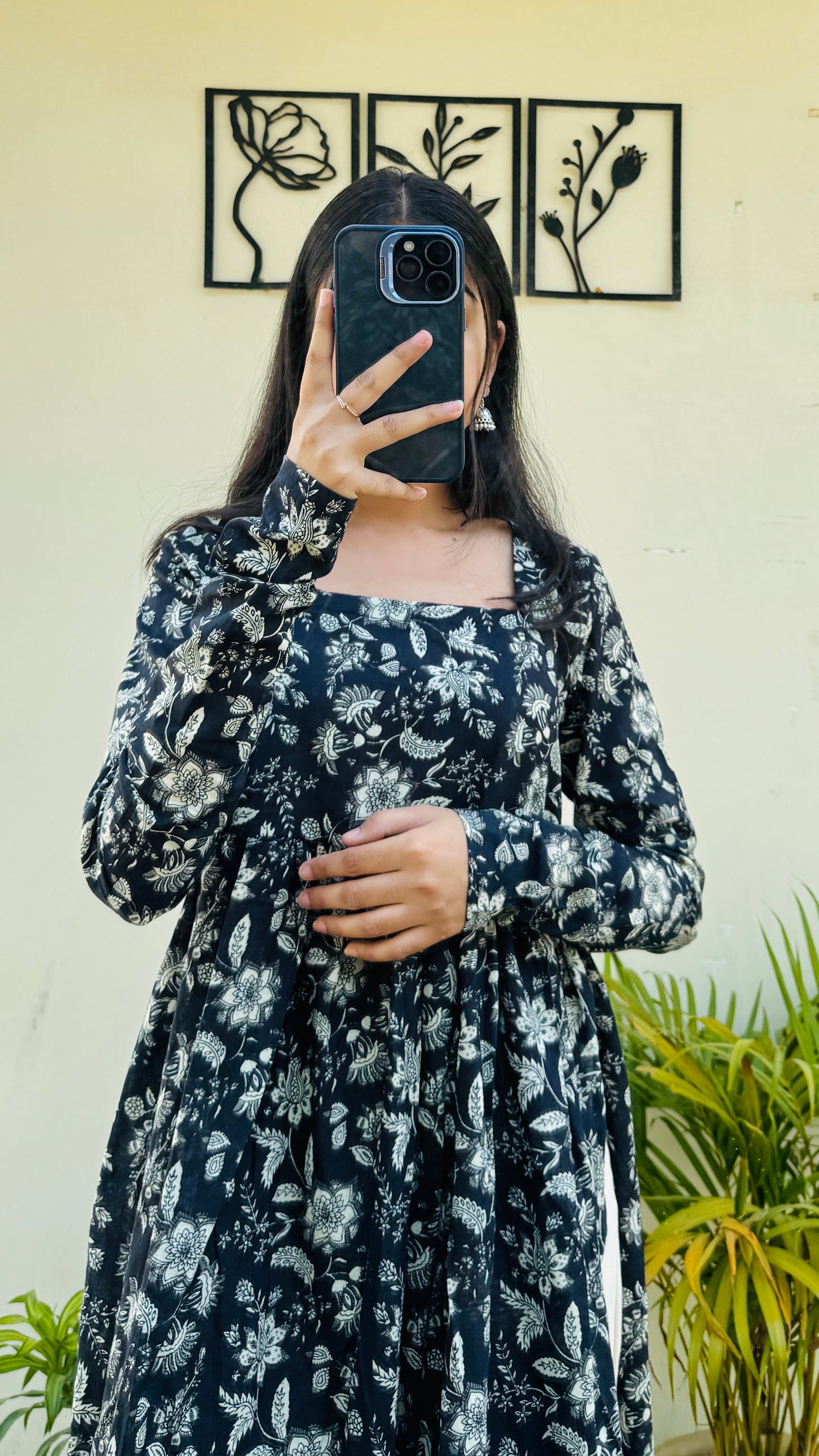 Cotton Full Sleeve Black Nyra Cut Long Kurti