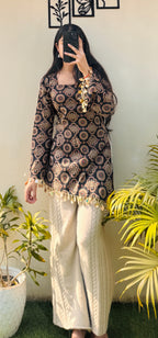 Cotton Printed With Mirror Work Lace Corset Back Kurti