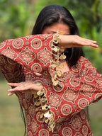 Cotton Printed With Mirror Work Lace Corset Back Kurti