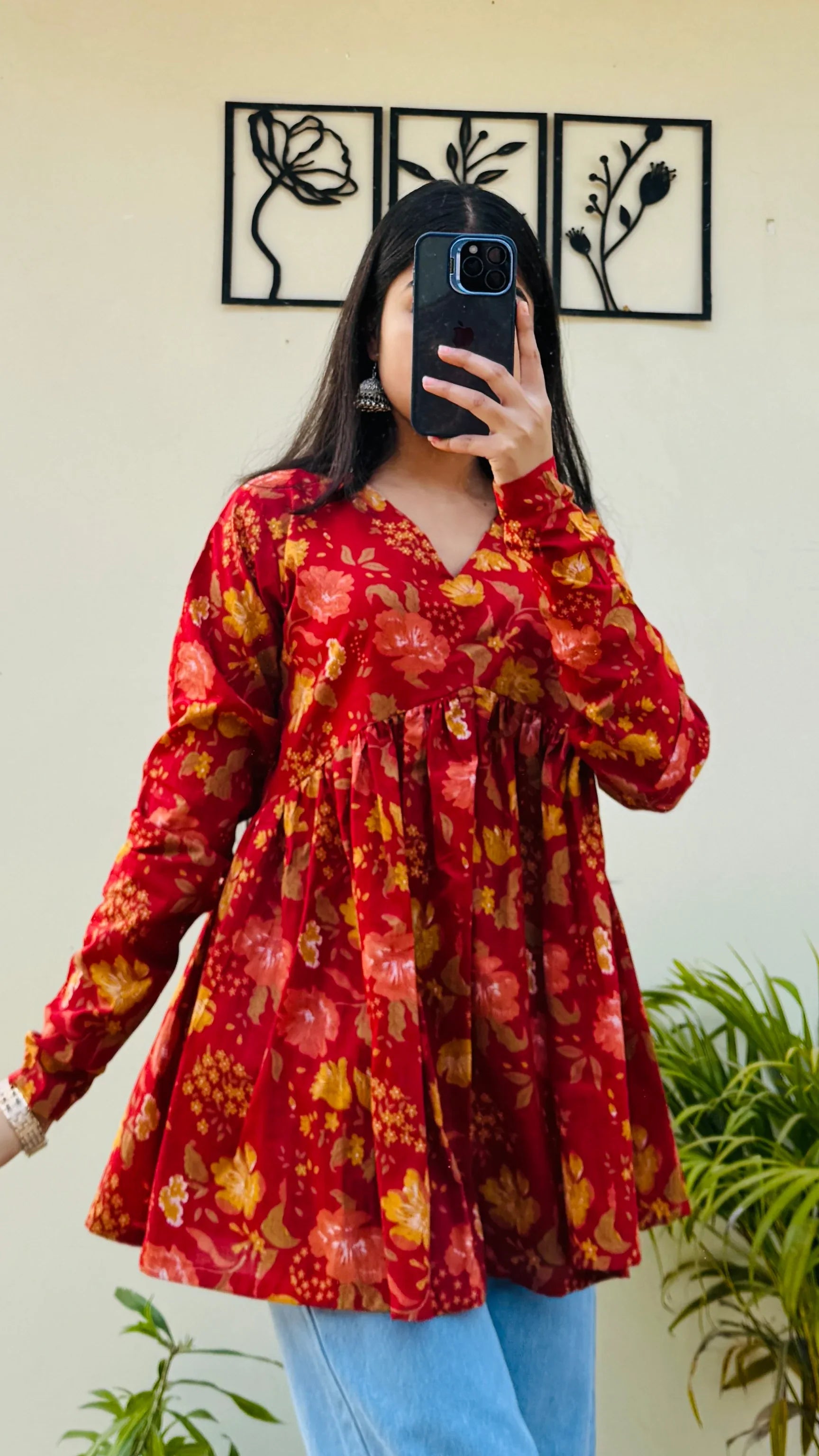 Cotton Flared Aliacut Floral Print Peplum Top - Dolled Up