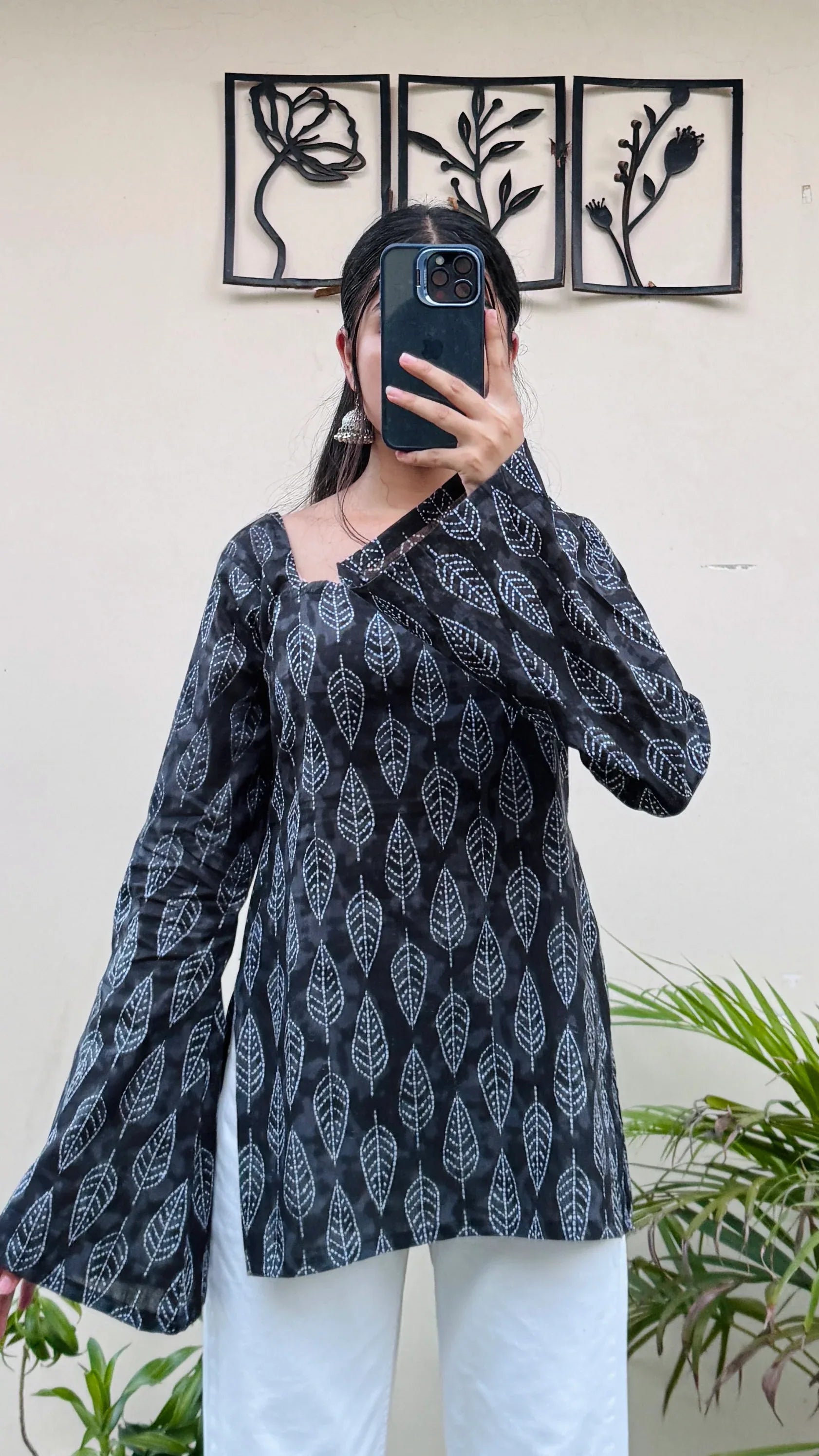 Cotton Bell Sleeves Back Crisscross design Short Kurti - Dolled Up