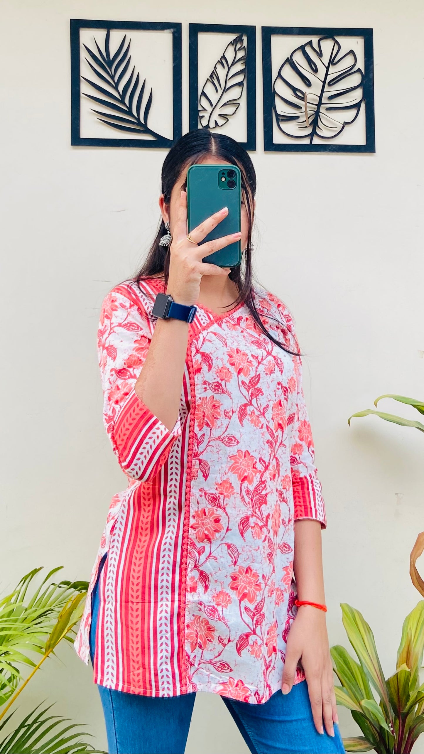 Peach Cotton Short Kurti