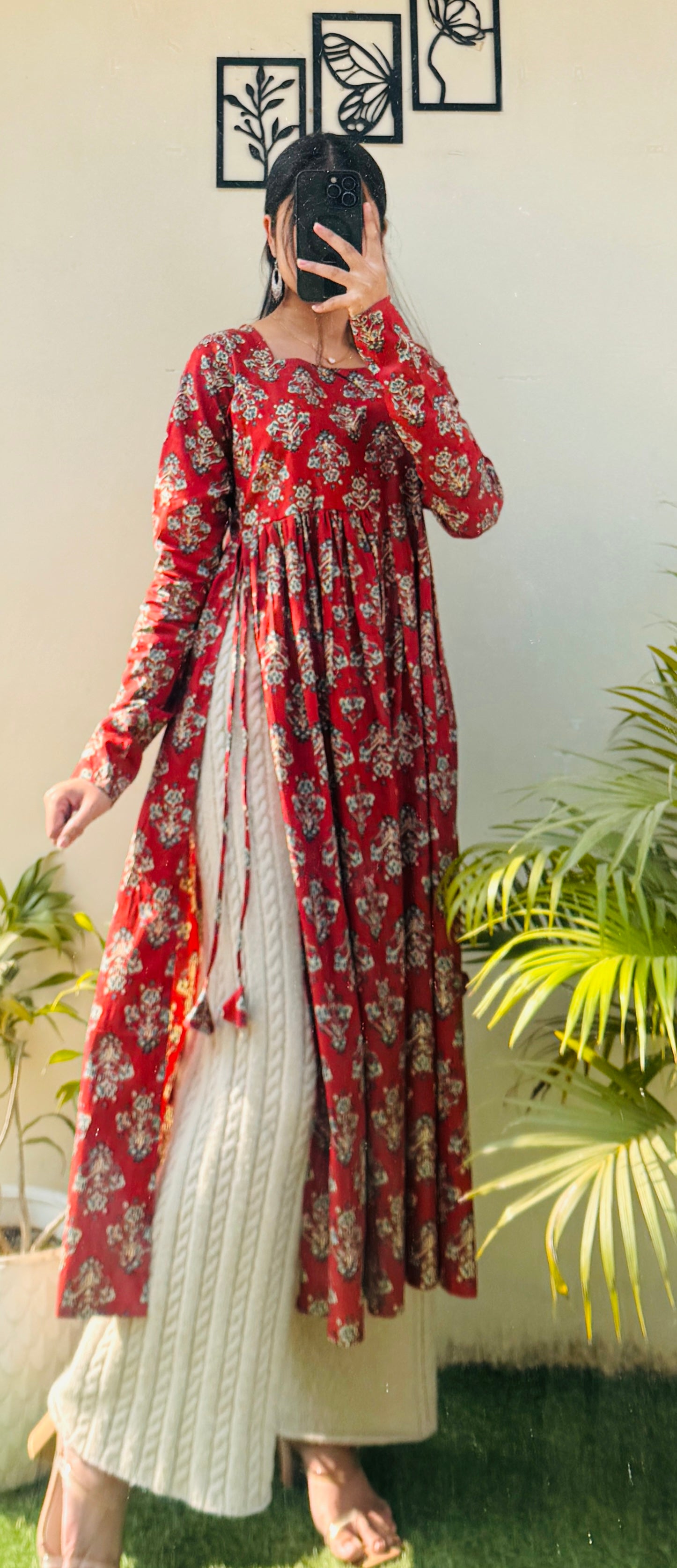 Cotton Full Sleeve Brown Colour Nyra Cut Long Kurti