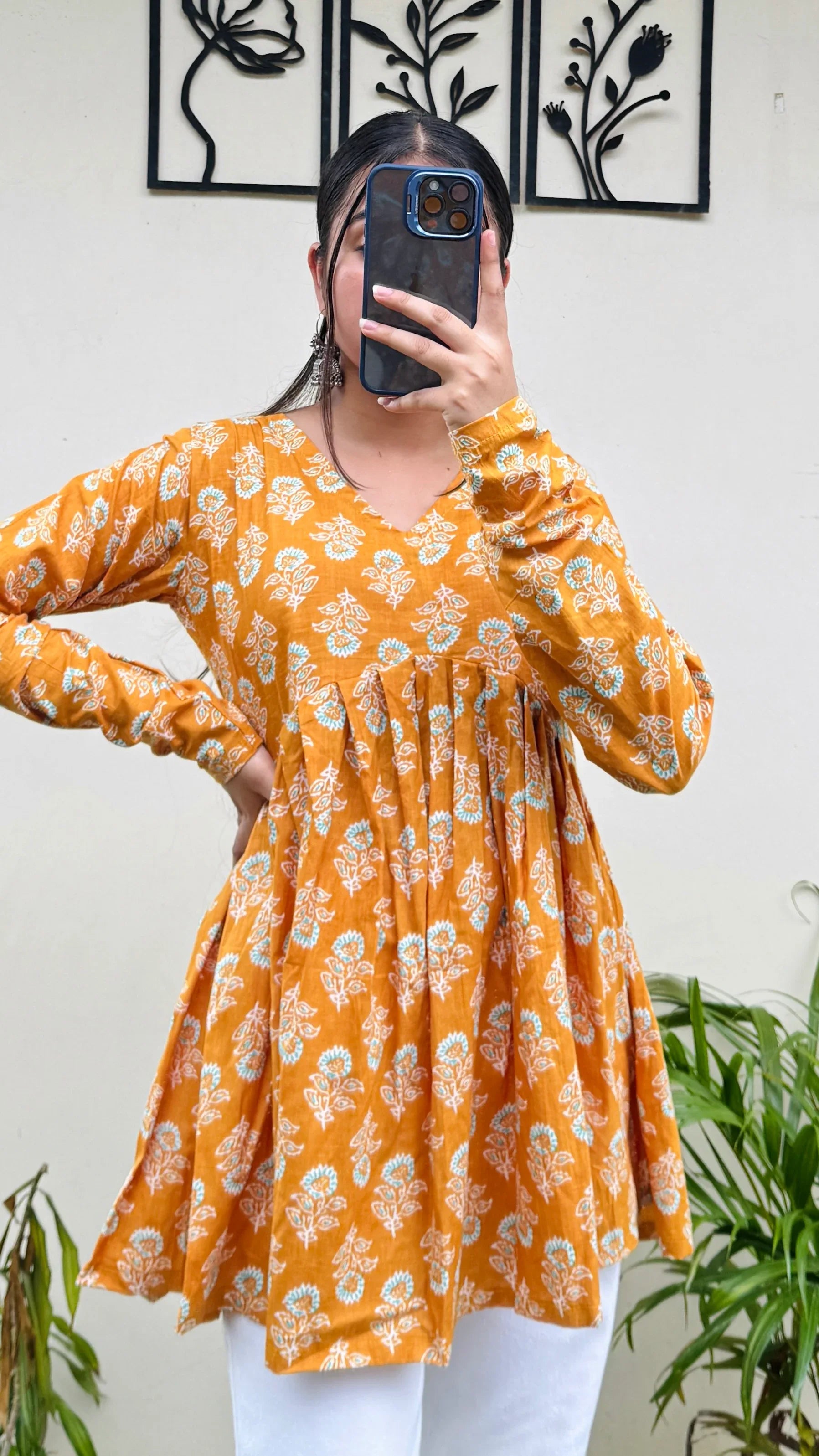 Cotton Flared Yellow Aliacut Floral Print Peplum Top - Dolled Up