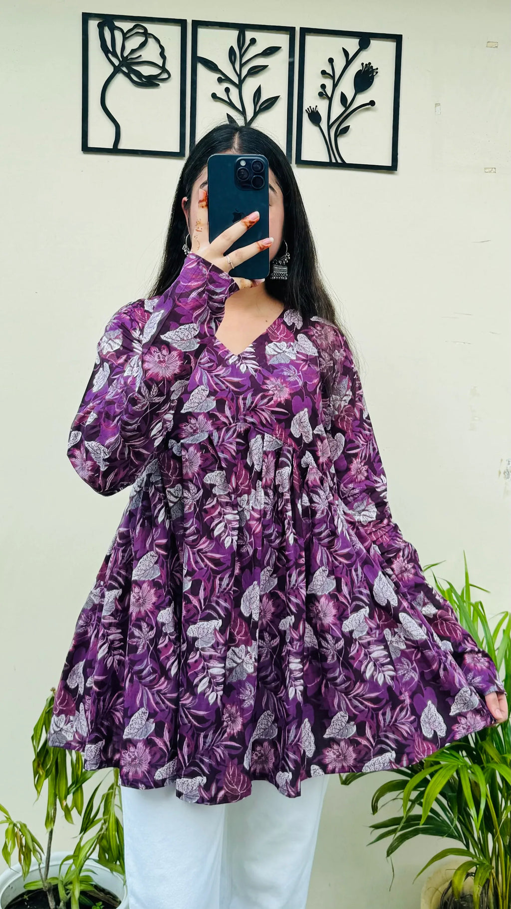 Cotton Wine Flared Floral Print Aliacut Peplum Top - Dolled Up