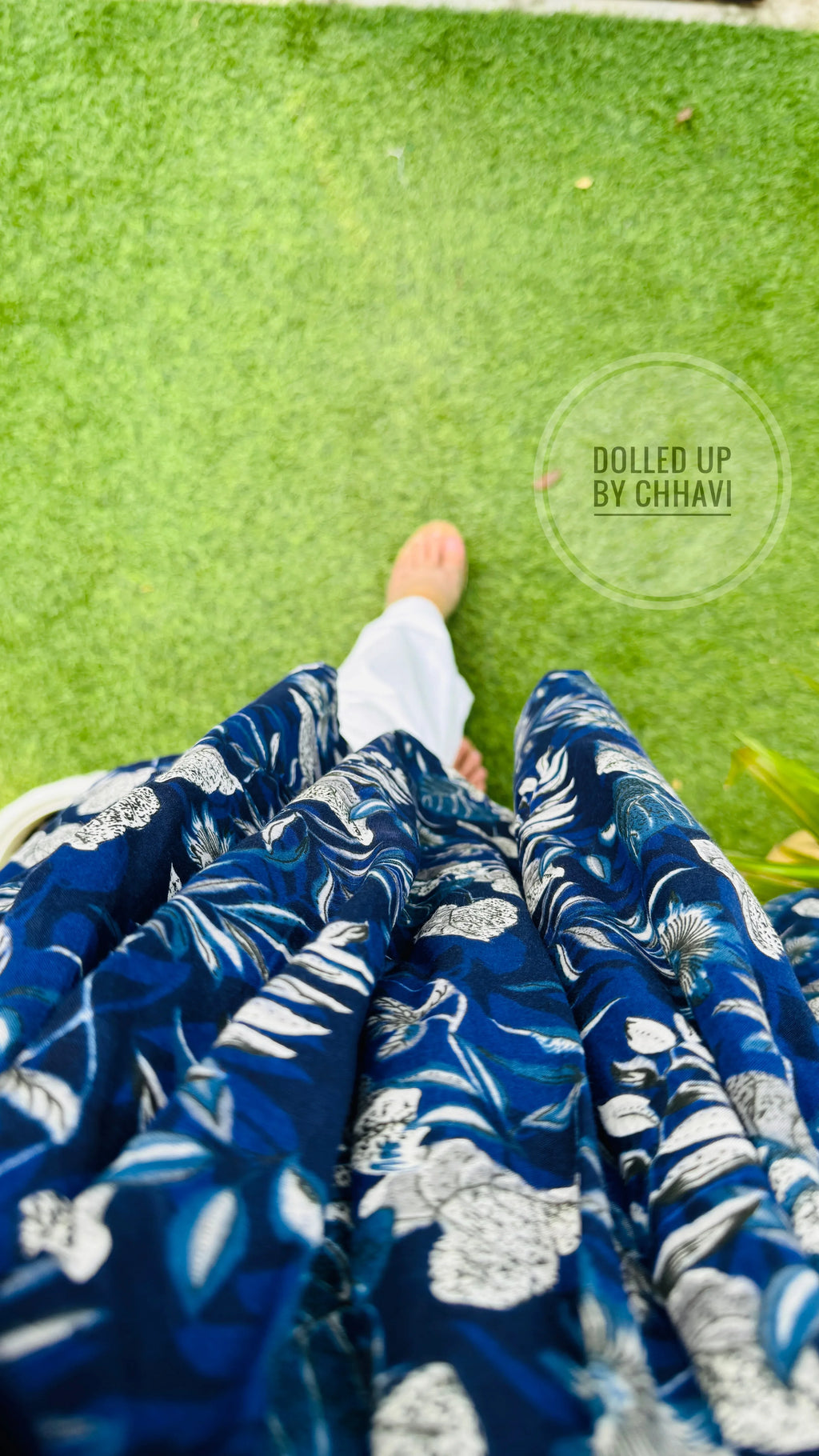 Cotton Flared Royal Blue Aliacut Floral Print Peplum Top - Dolled Up