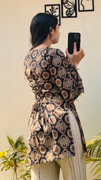 Cotton Printed With Mirror Work Lace Corset Back Kurti