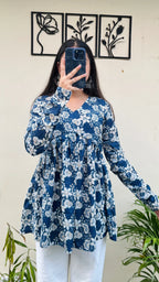 Cotton Flared Floral Print Aliacut Peplum Top - Dolled Up