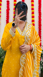 Beautiful Silk Kurta Pant Dupatta Set - Dolled Up