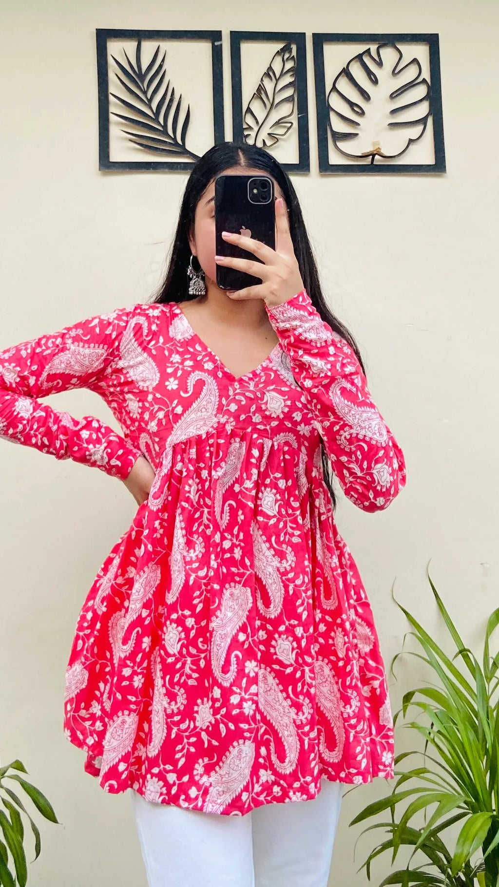 Cotton Flared Pink Printed Aliacut Peplum Top - Dolled Up