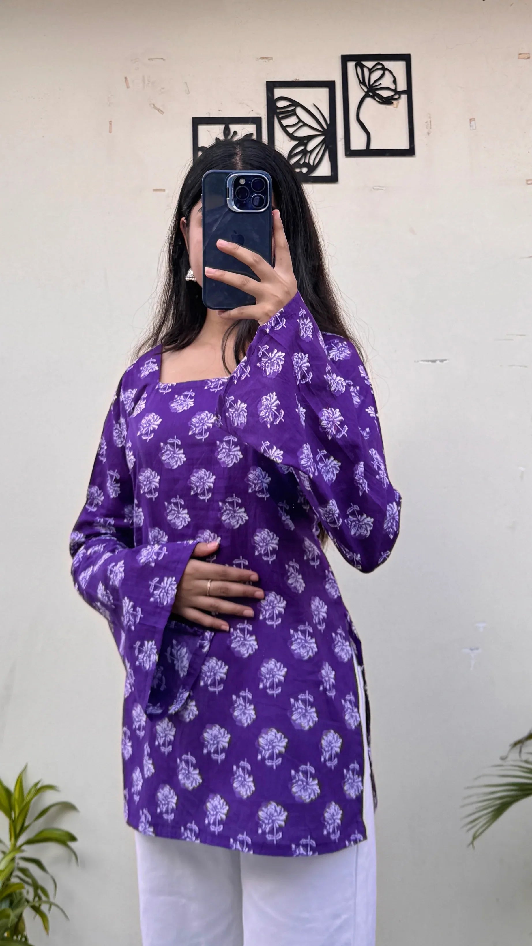 Cotton Square Neck Corset Back Short Kurti - Dolled Up