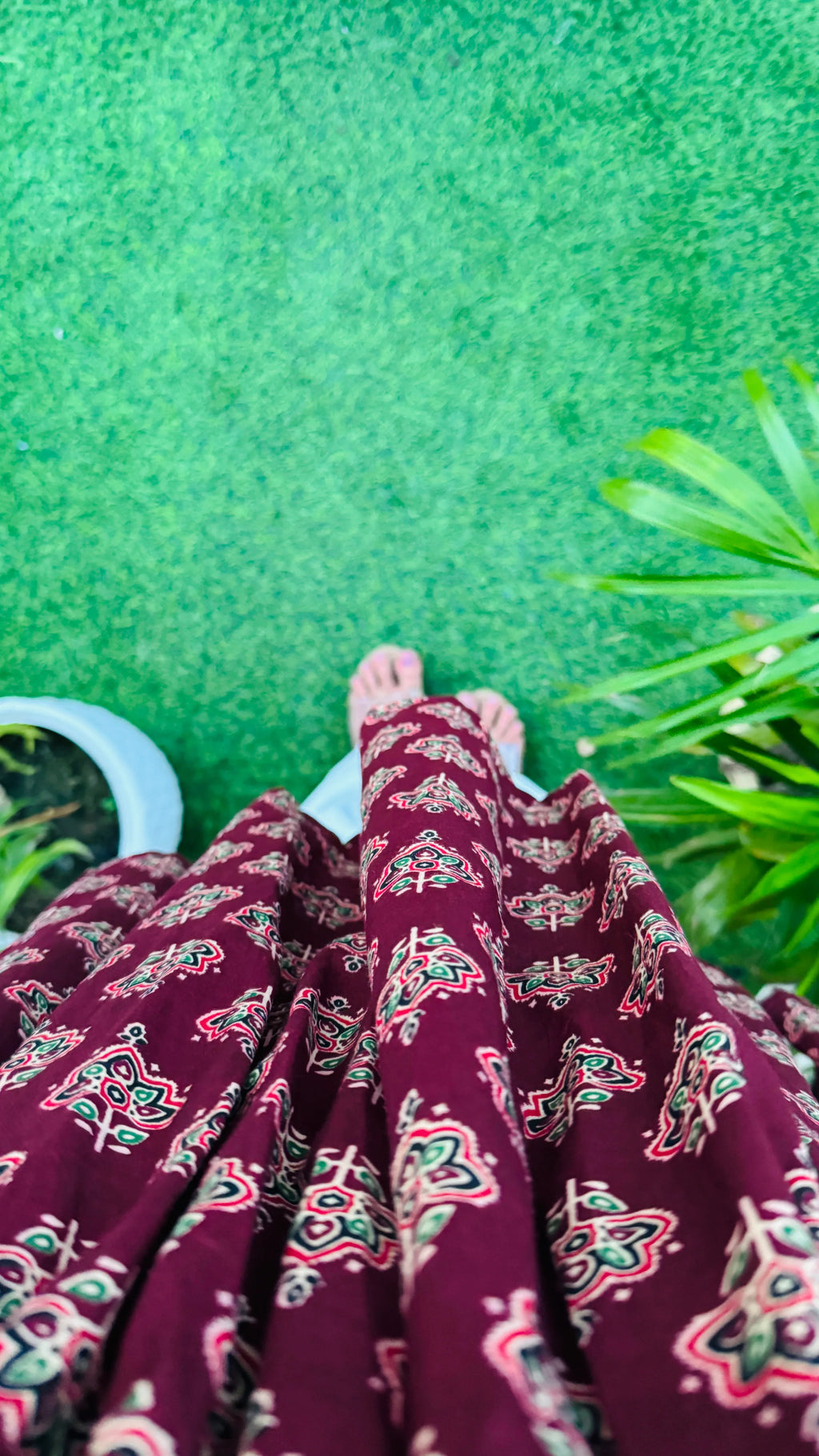 Cotton Flared Maroon Aliacut Ajarakh Print Peplum Top - Dolled Up