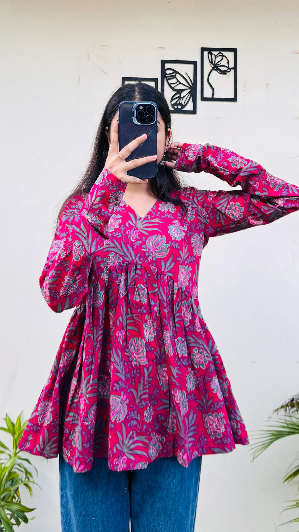 Cotton Flared Printed Aliacut Peplum Top - Dolled Up