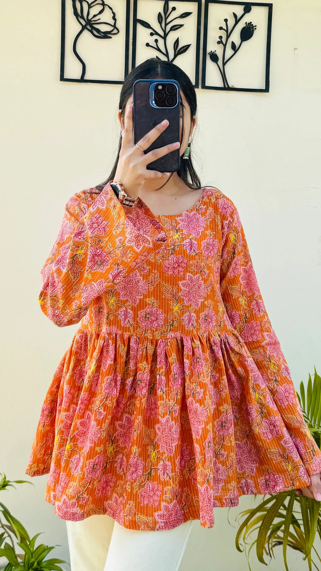 Cotton Flared Katha Bell Sleeve Peplum Top - Dolled Up