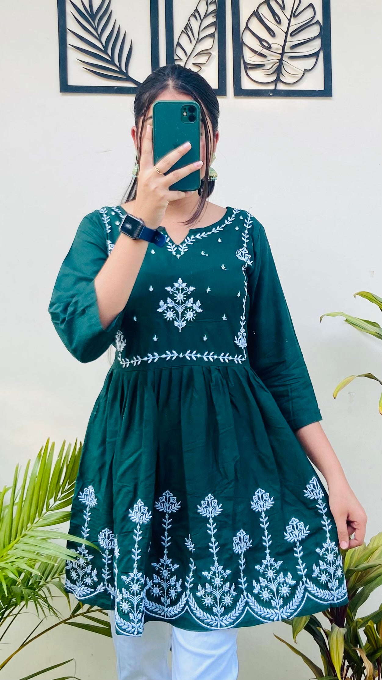 Imported Traditional Thread Embroidery Kurti Pant Set