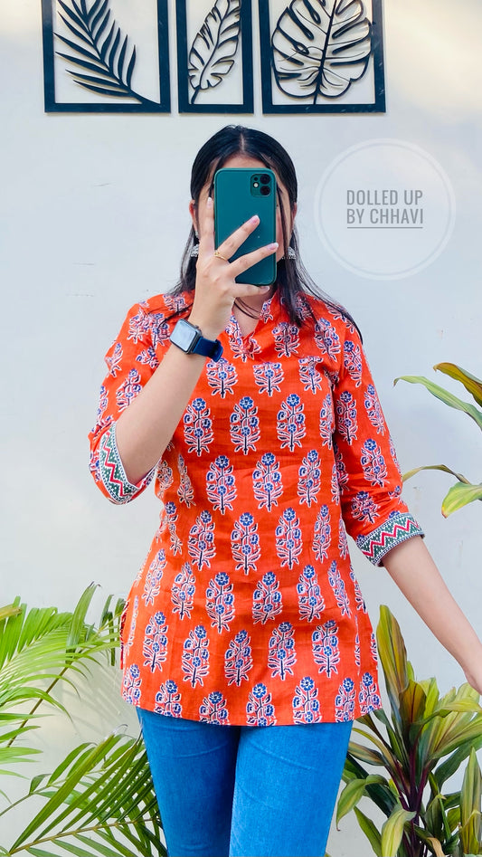 Printed Cotton Short Kurti