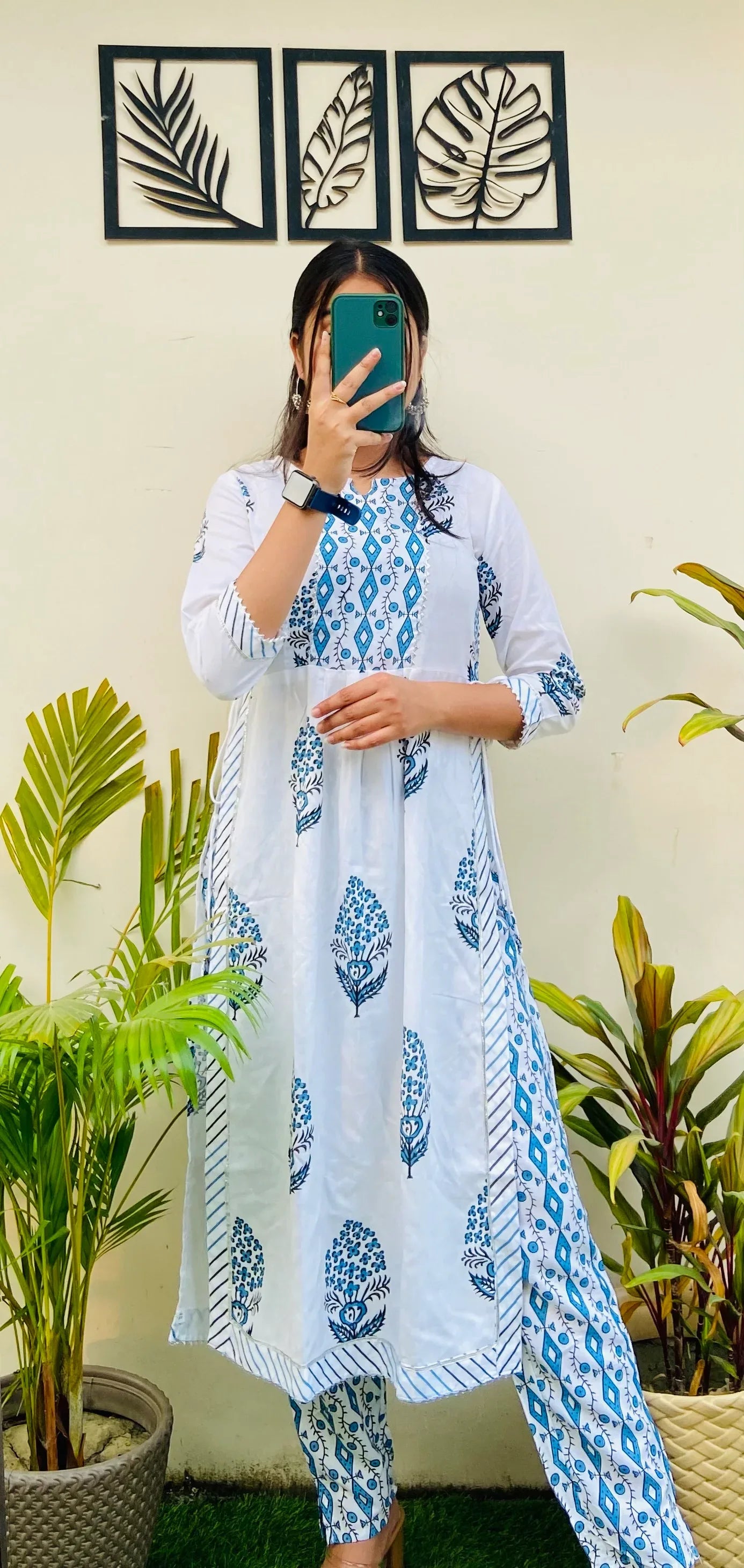 Printed White Nyra Kurta Pant Set - Dolled Up