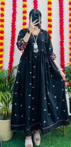 Beautiful Cotton Anarkali Kurta Pant and Dupatta Set - Dolled Up