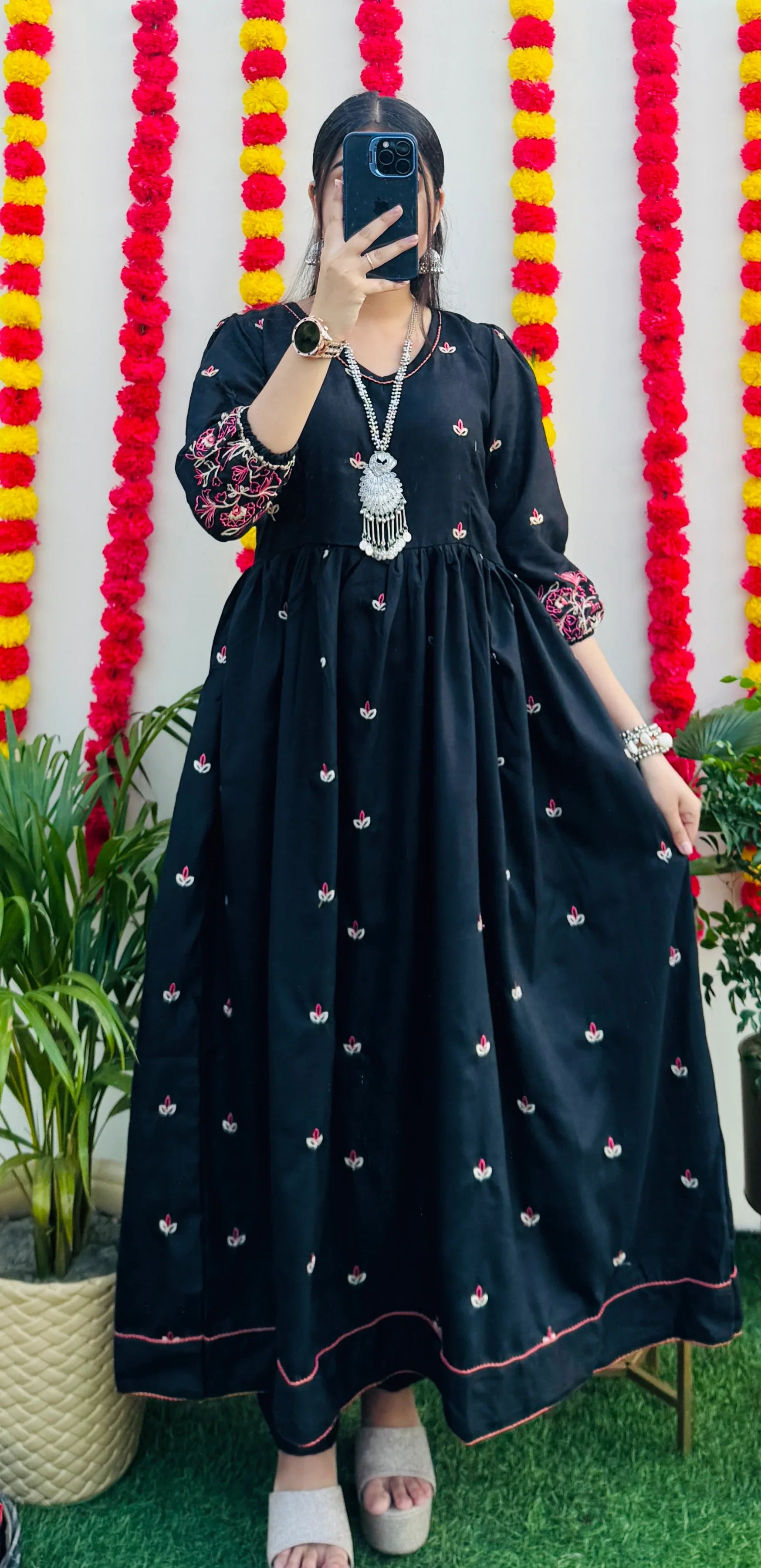 Beautiful Cotton Anarkali Kurta Pant and Dupatta Set - Dolled Up