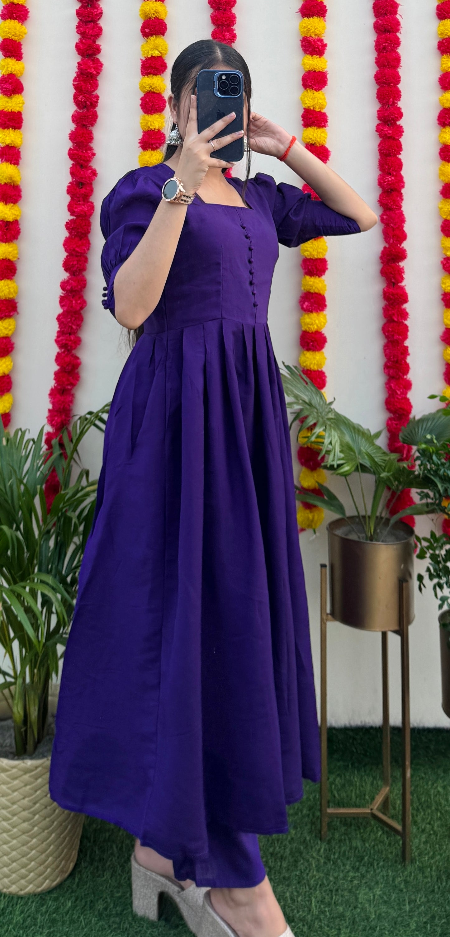 Beautiful Anarkali Kurta Pant Dupatta Set